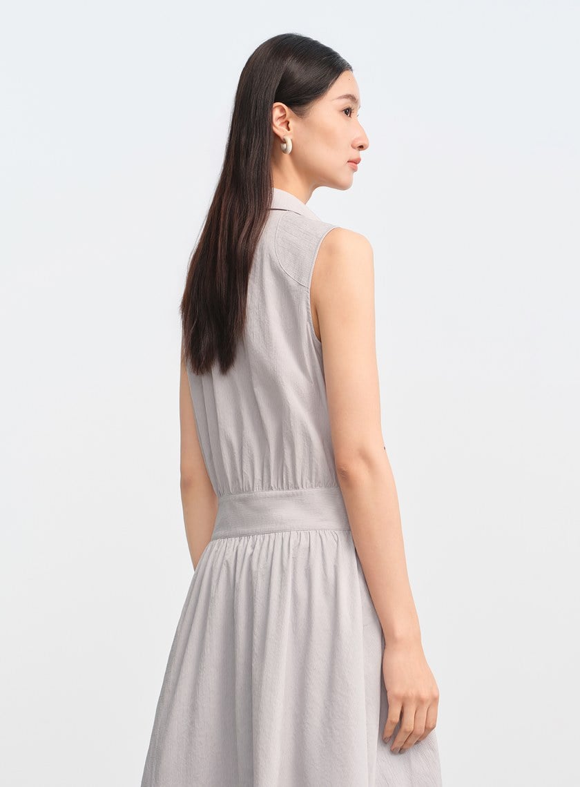 DISNEY｜不對稱條紋拼接長裙