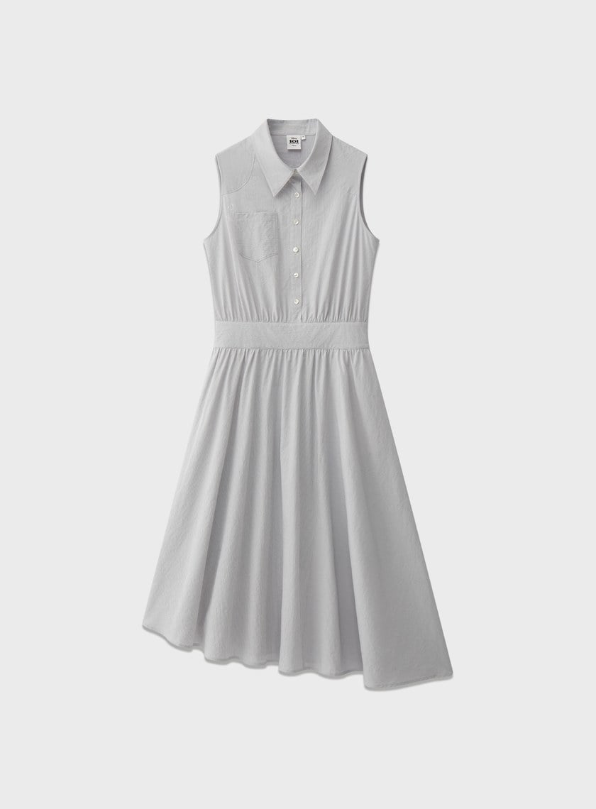 DISNEY｜不對稱條紋拼接長裙