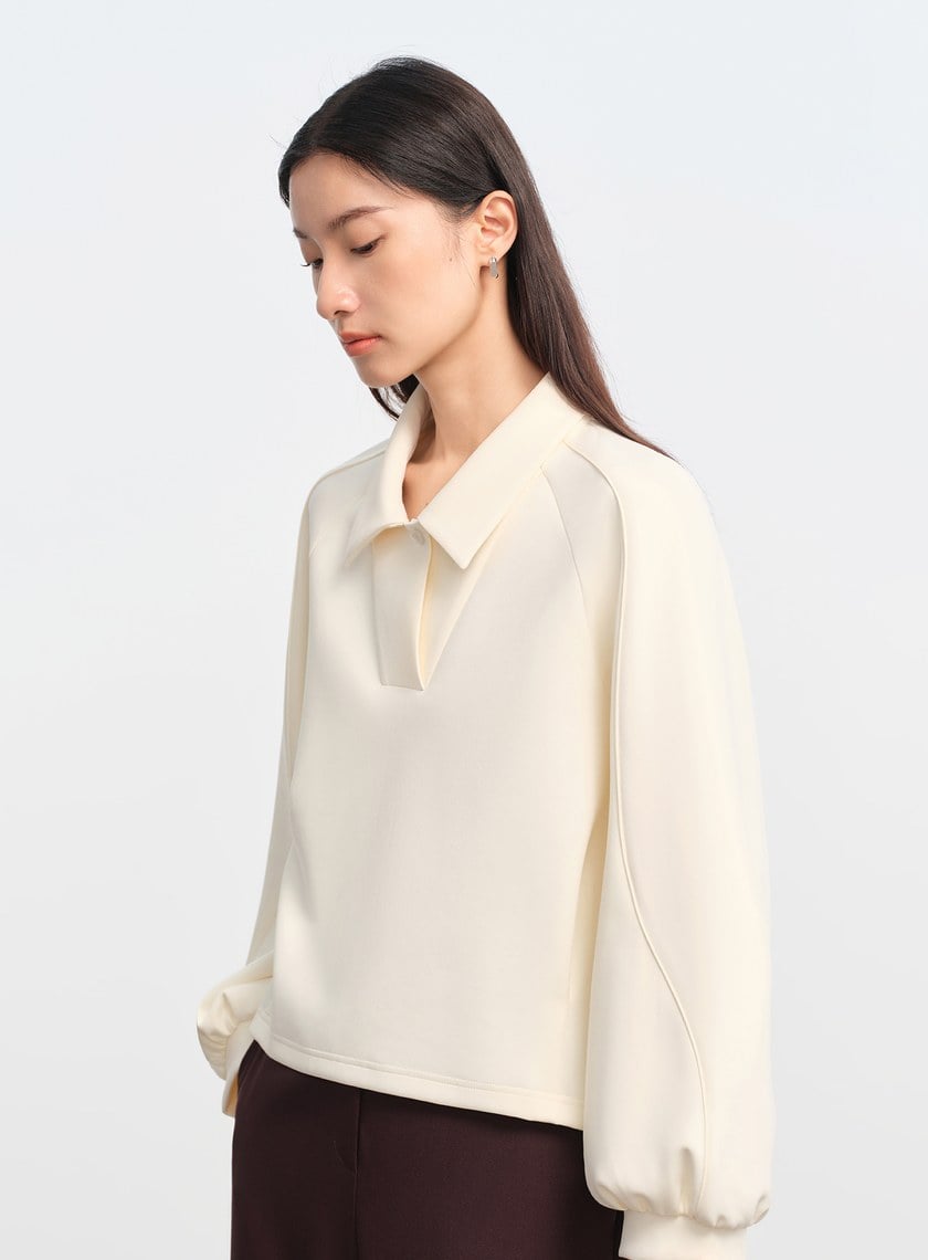 復古半開襟 POLO 上衣