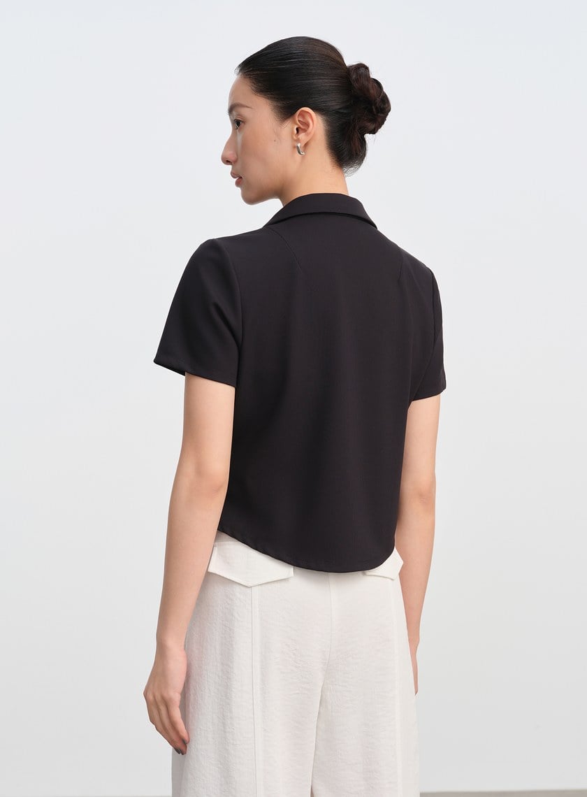 修身針織開襟襯衫