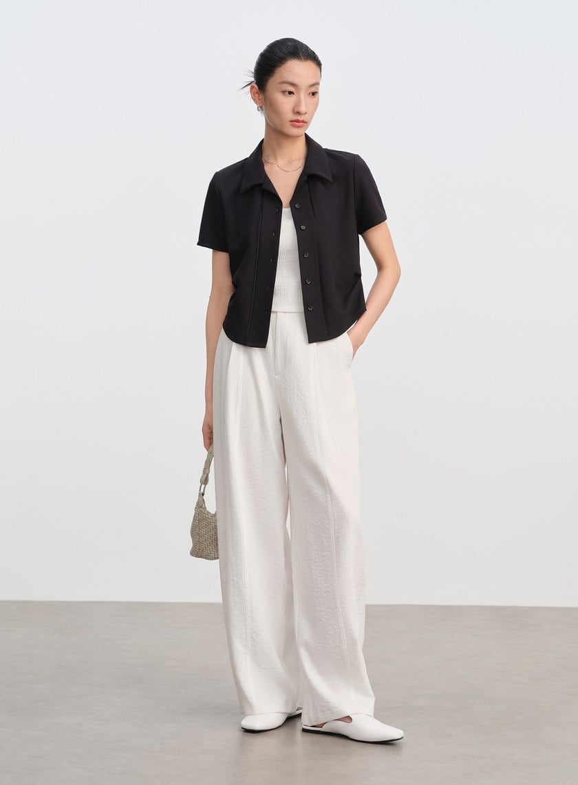 修身針織開襟襯衫