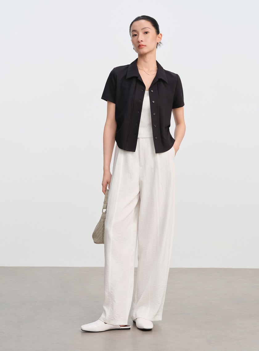 修身針織開襟襯衫