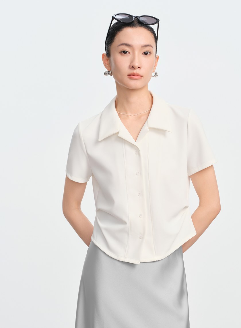修身針織開襟襯衫