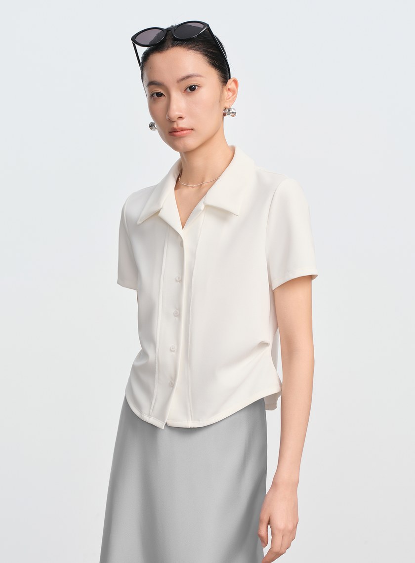 修身針織開襟襯衫