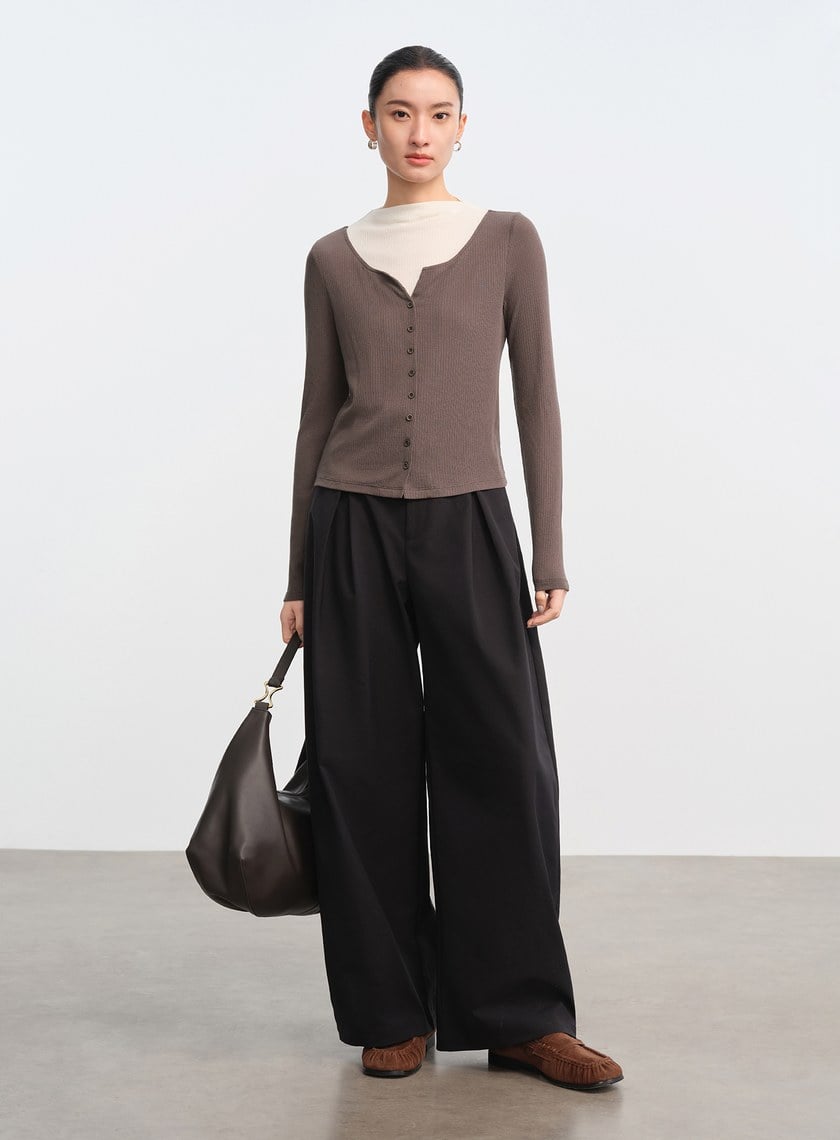 假兩件羅紋羊毛內搭