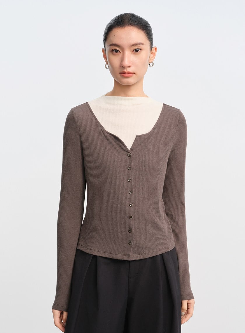 假兩件羅紋羊毛內搭