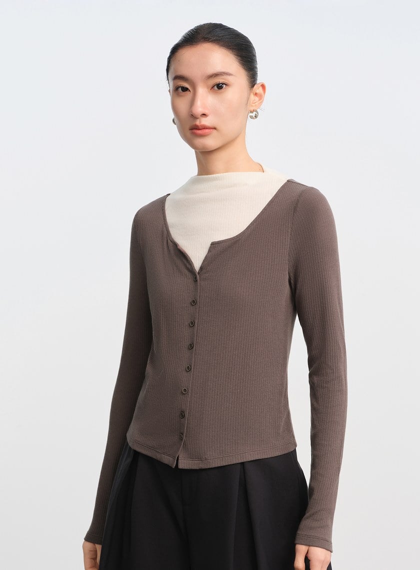 假兩件羅紋羊毛內搭