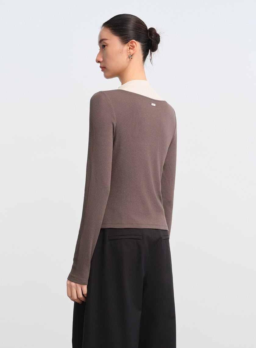 假兩件羅紋羊毛內搭