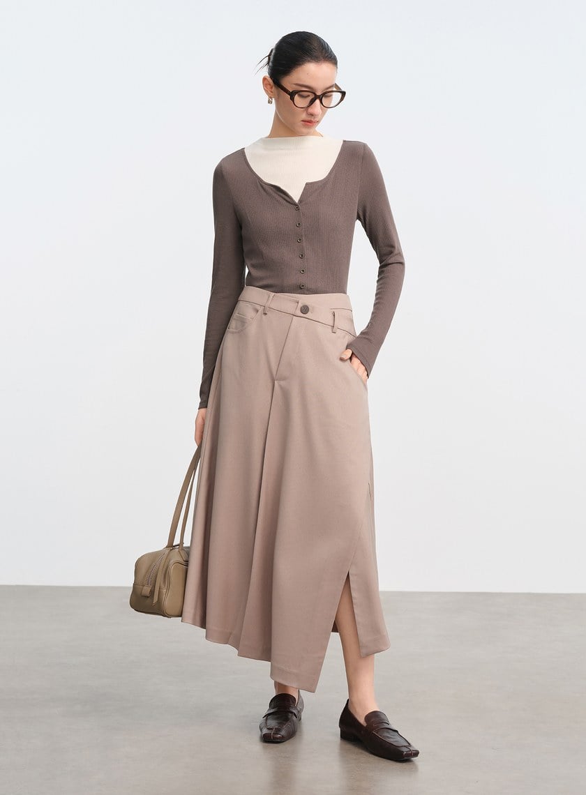 假兩件羅紋羊毛內搭