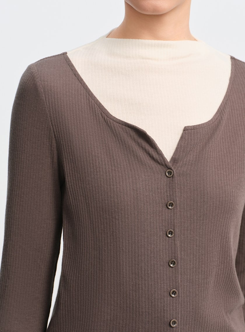 假兩件羅紋羊毛內搭