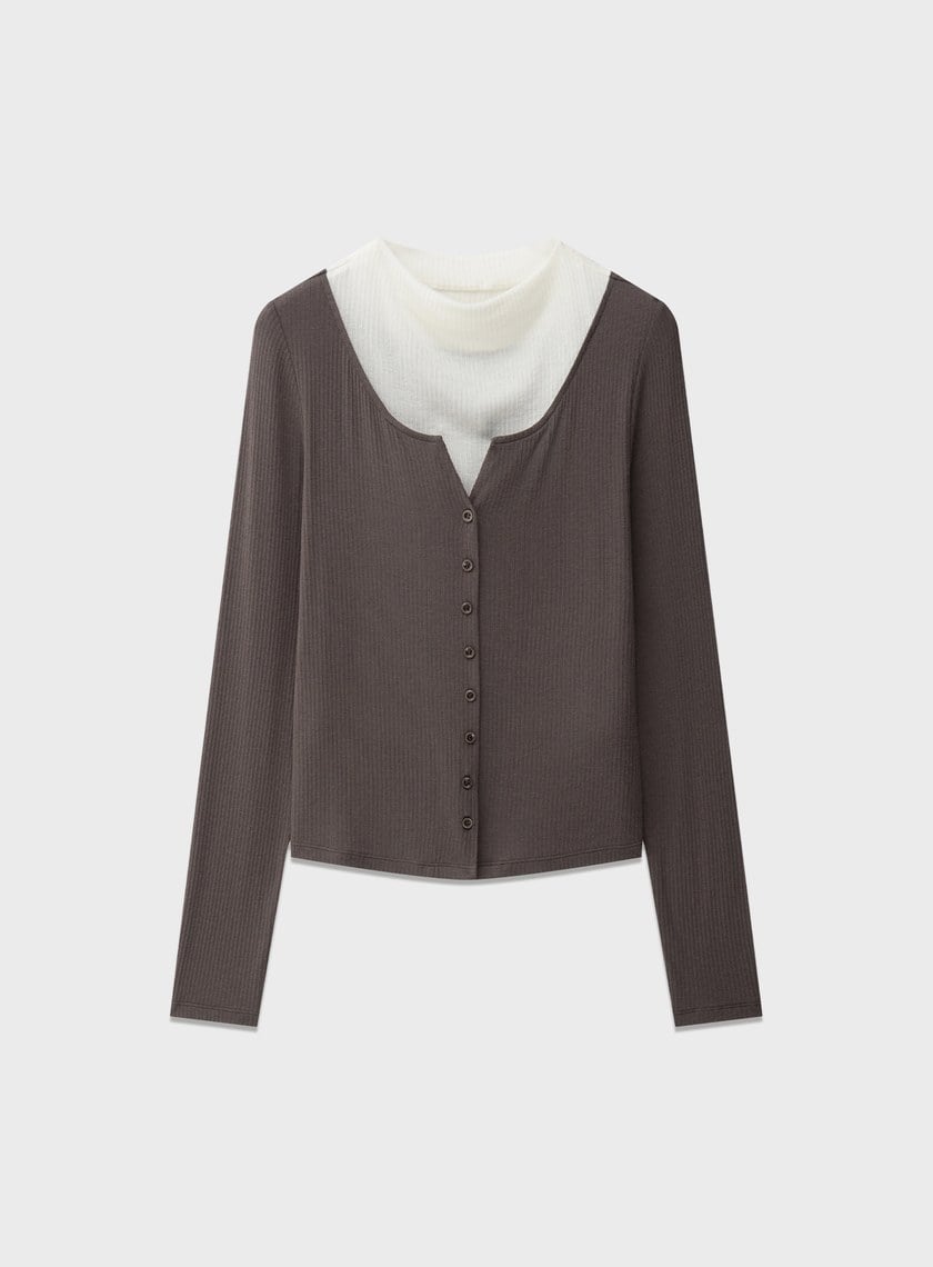 假兩件羅紋羊毛內搭