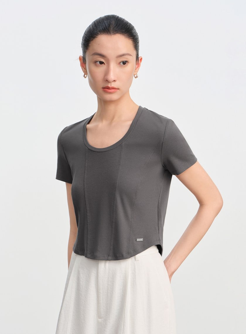 魚骨短版修身上衣