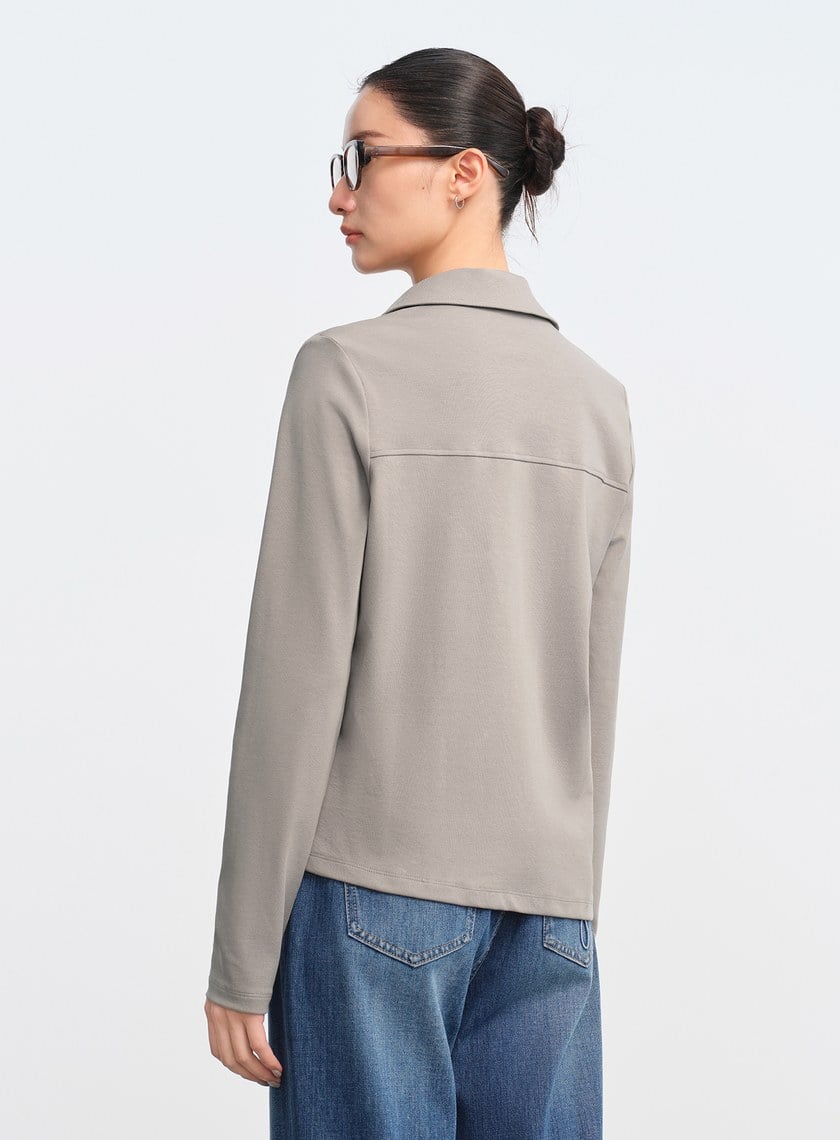 不對稱收腰Polo襯衫