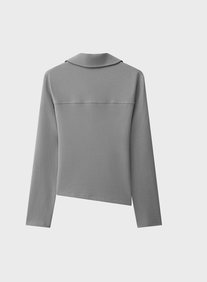 不對稱收腰Polo襯衫