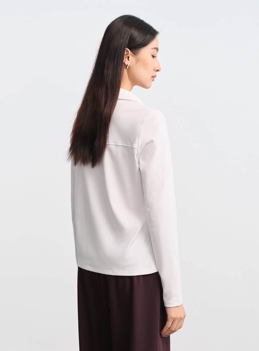 不對稱收腰Polo襯衫