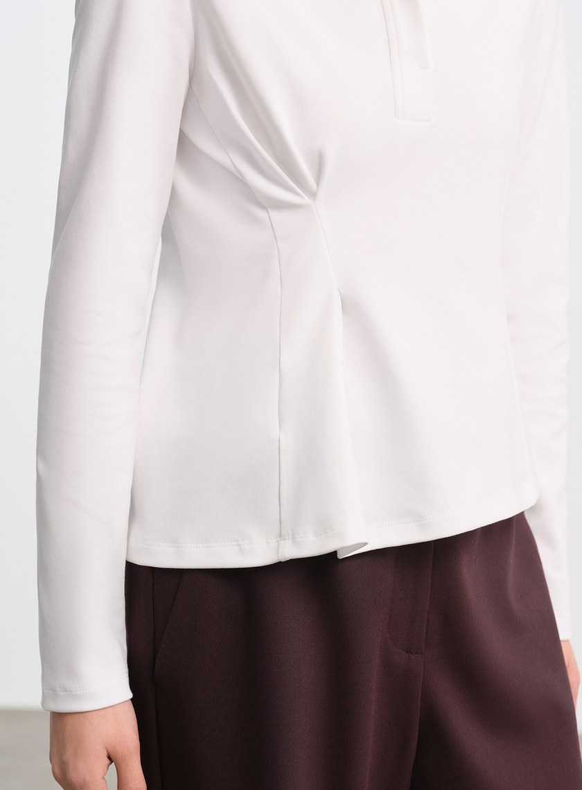 不對稱收腰Polo襯衫