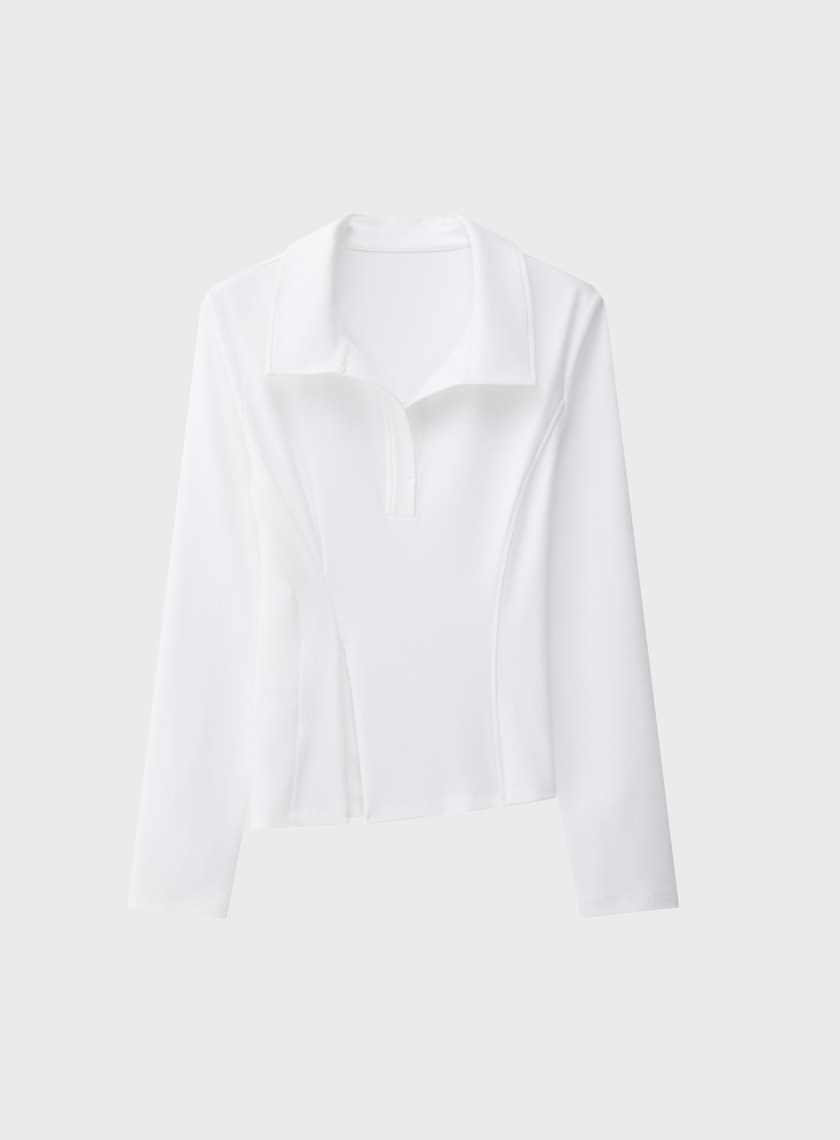 不對稱收腰Polo襯衫