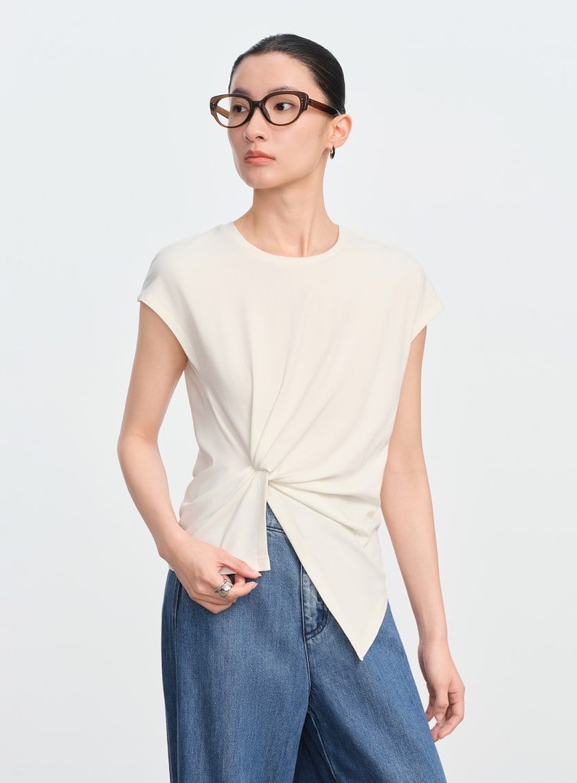 不對稱扭結短袖
