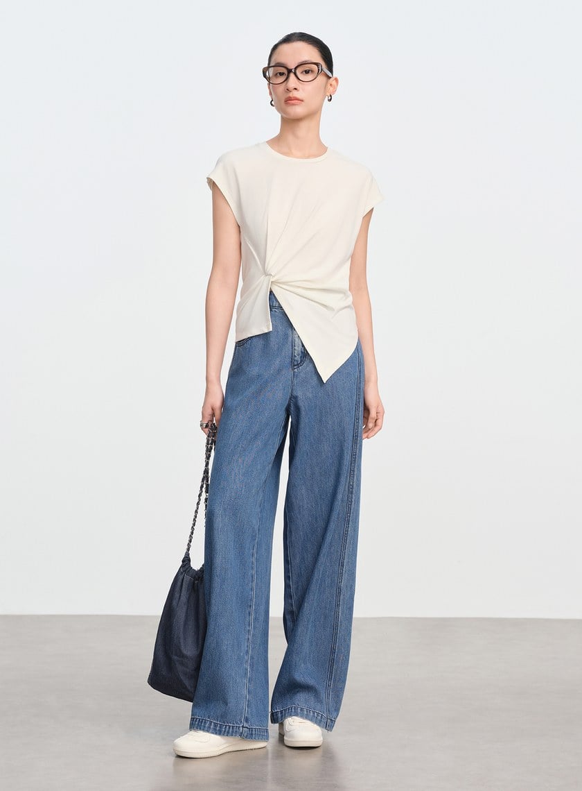 不對稱扭結短袖