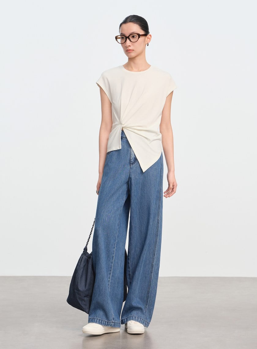 不對稱扭結短袖