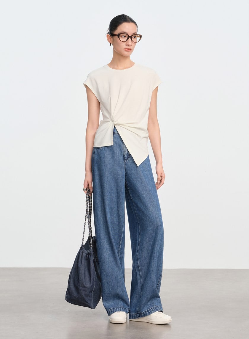 不對稱扭結短袖