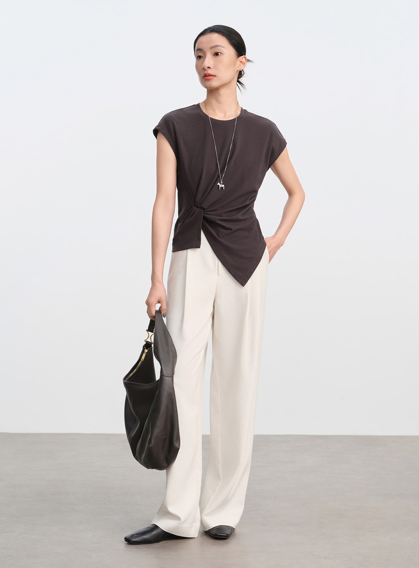 不對稱扭結短袖