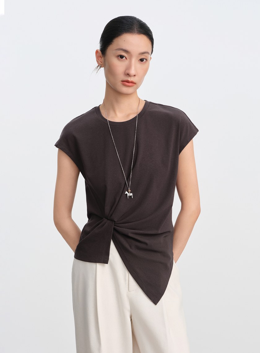 不對稱扭結短袖