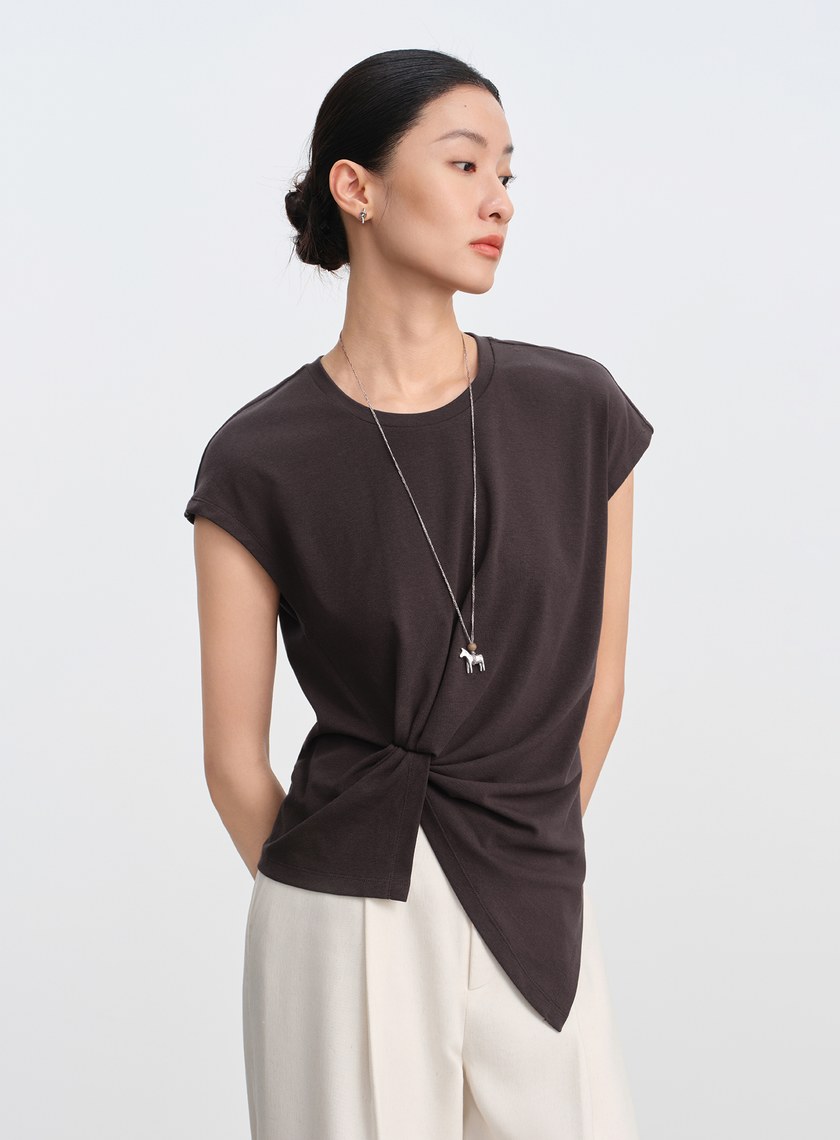 不對稱扭結短袖