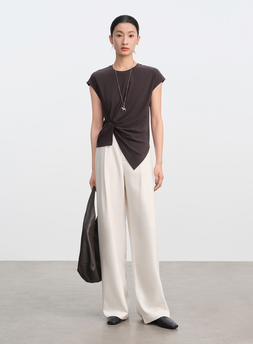 不對稱扭結短袖