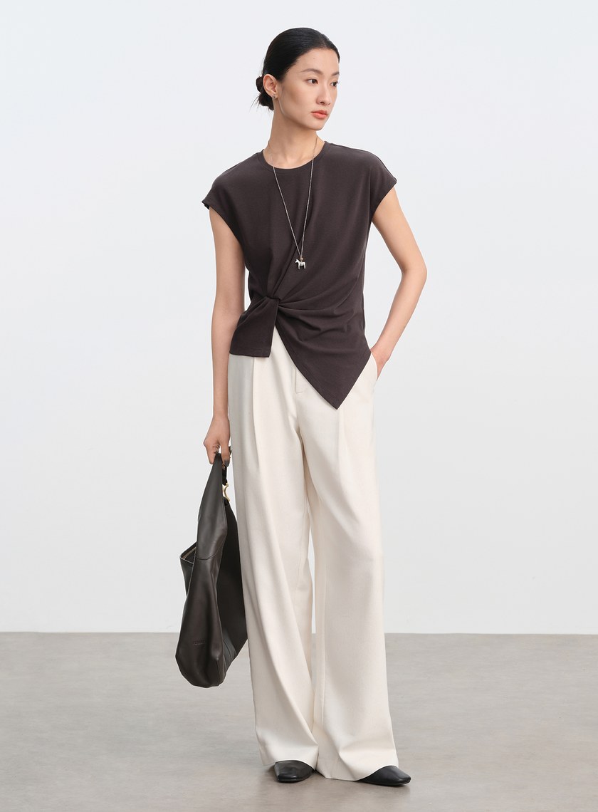 不對稱扭結短袖