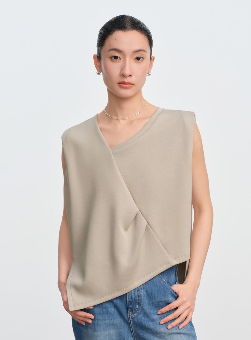 空氣層不對稱下擺無袖上衣