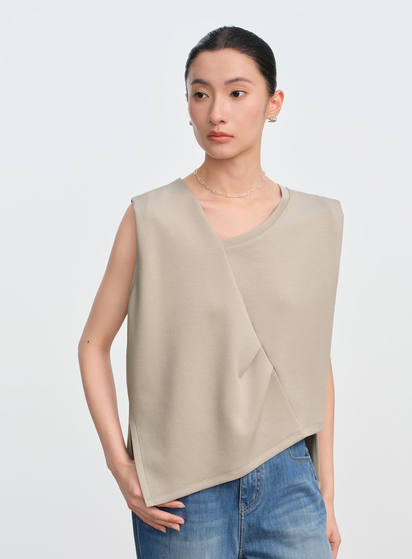 空氣層不對稱下擺無袖上衣