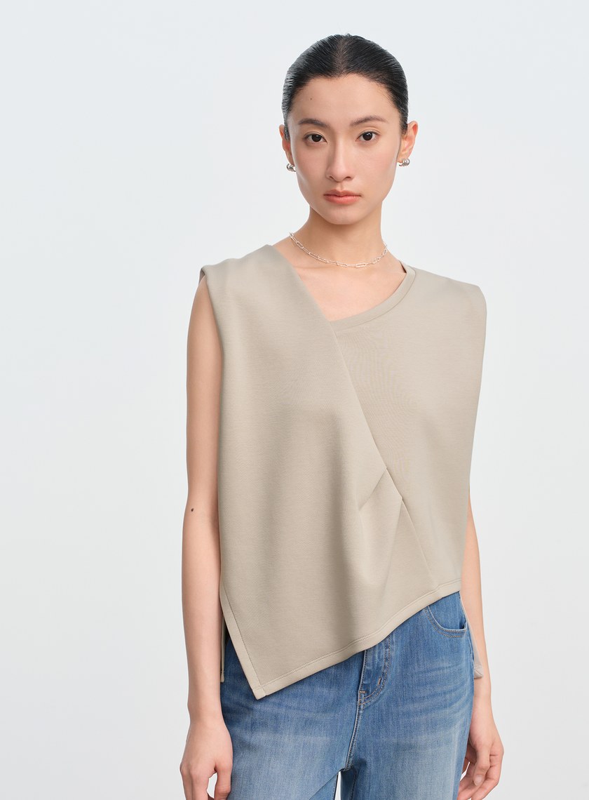 空氣層不對稱下擺無袖上衣