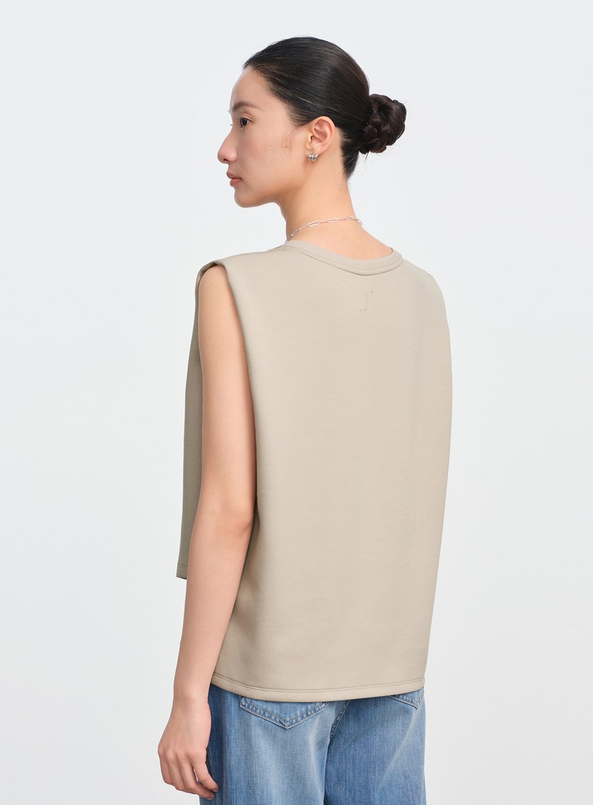 空氣層不對稱下擺無袖上衣