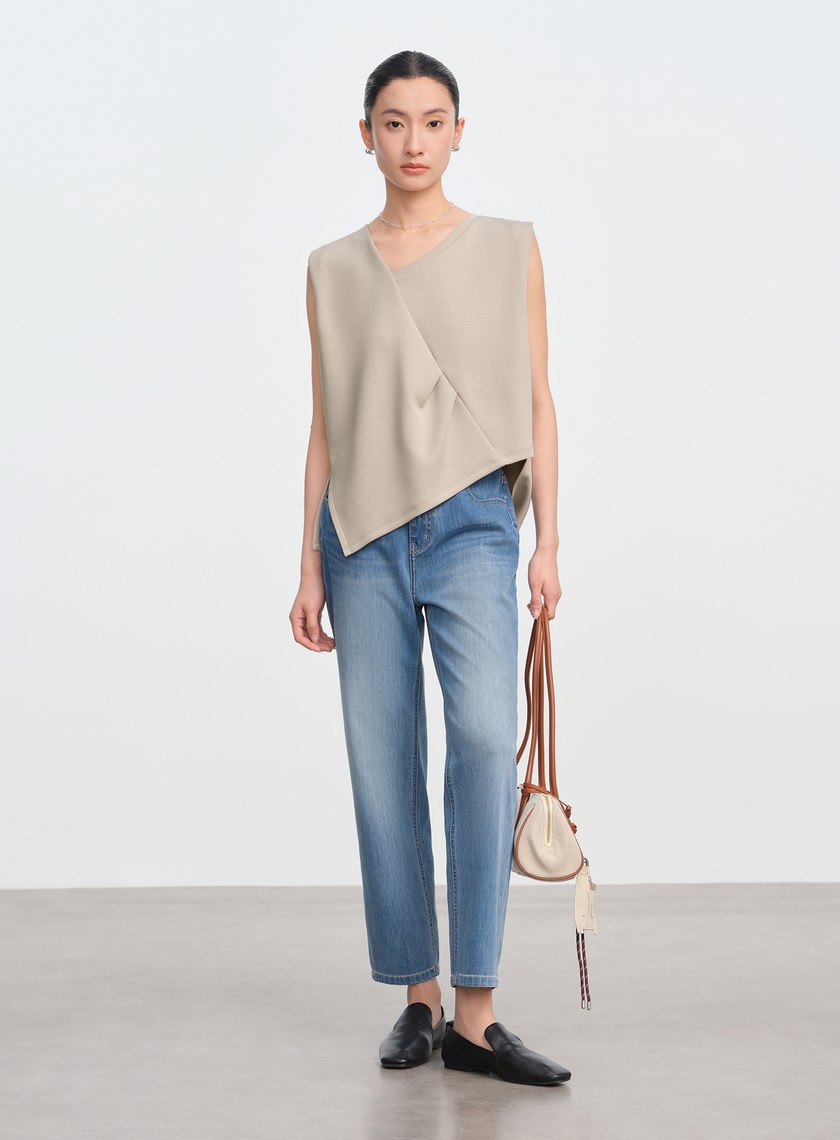 空氣層不對稱下擺無袖上衣