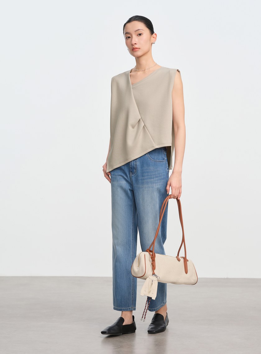 空氣層不對稱下擺無袖上衣