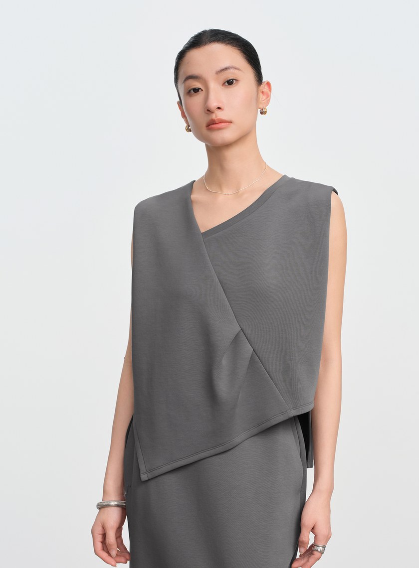 空氣層不對稱下擺無袖上衣