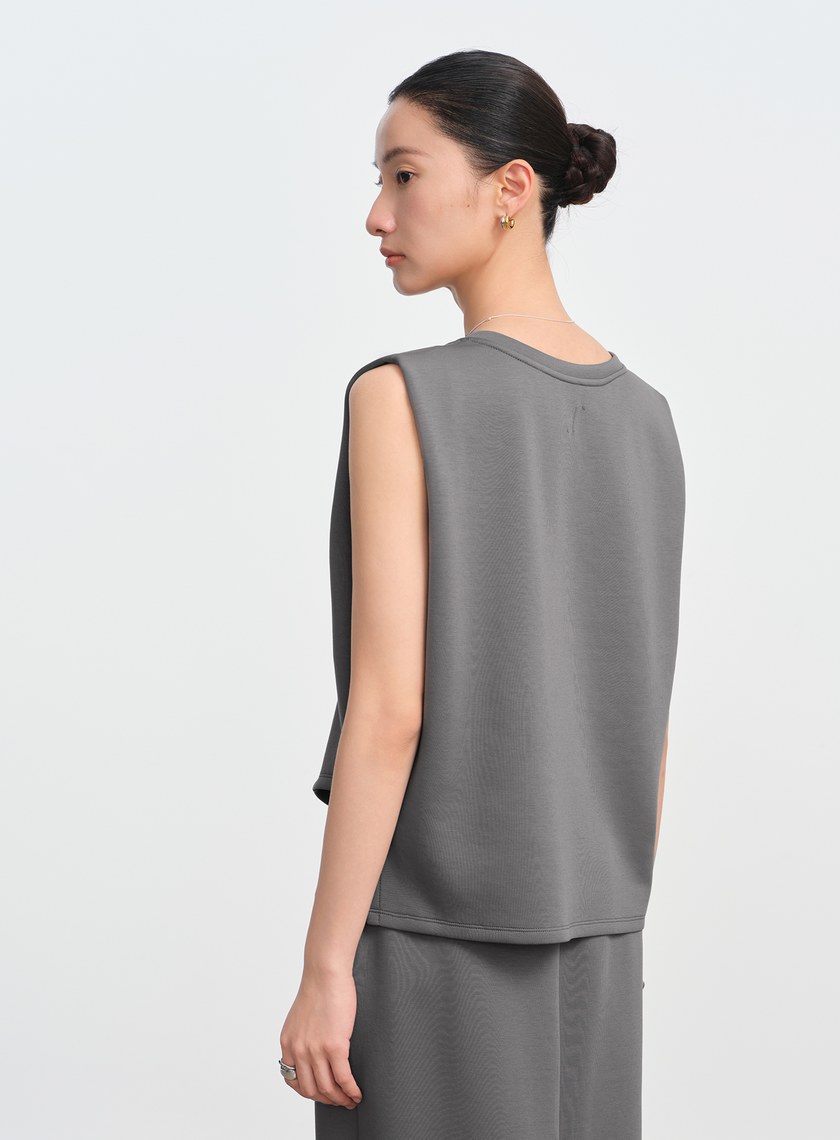 空氣層不對稱下擺無袖上衣