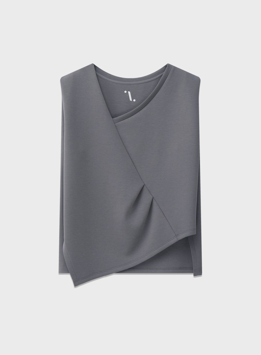 空氣層不對稱下擺無袖上衣