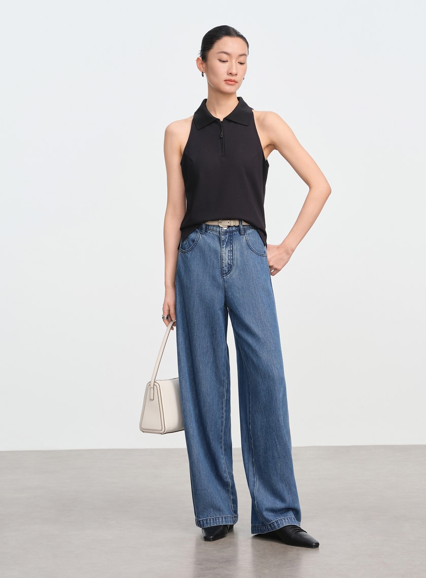 Polo領無袖bar上衣