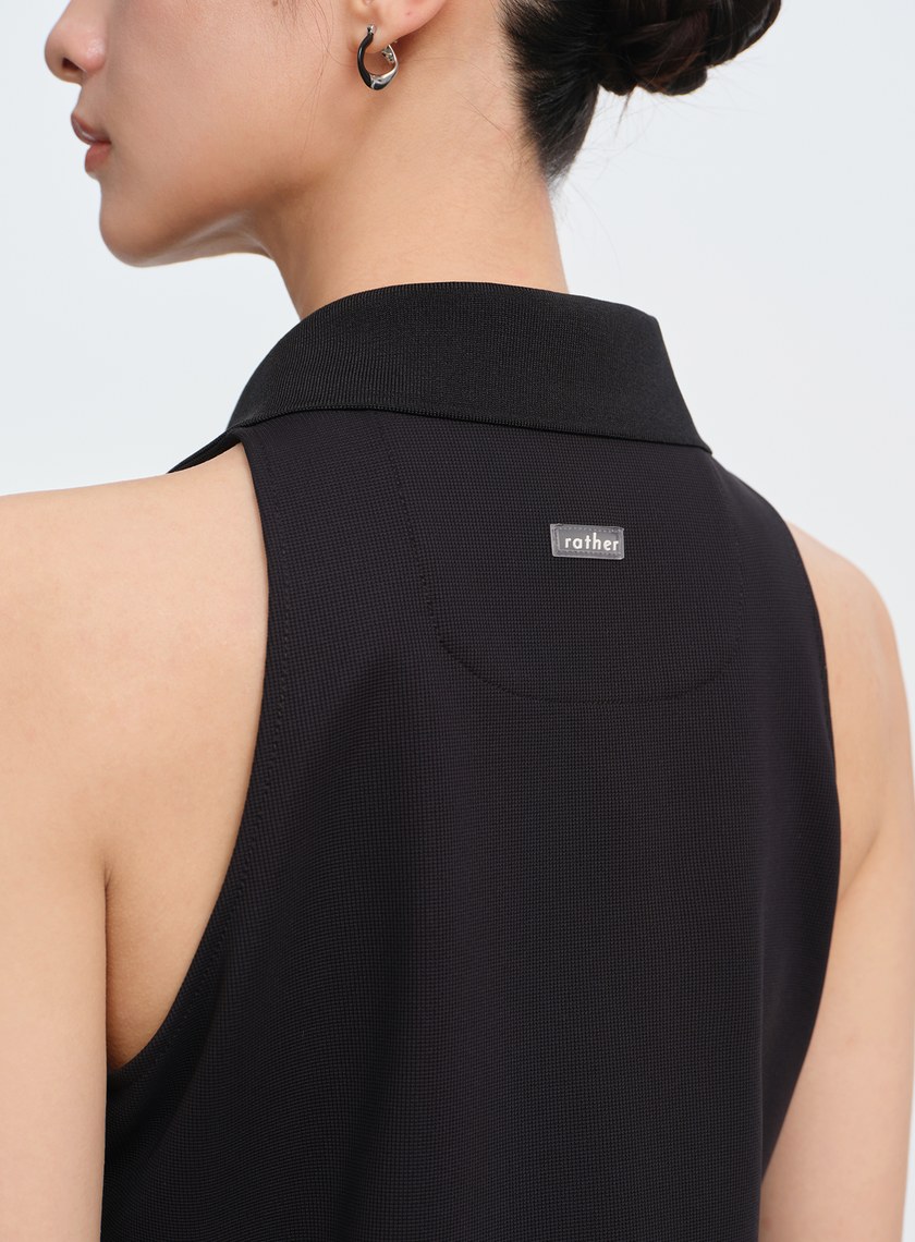 Polo領無袖bar上衣