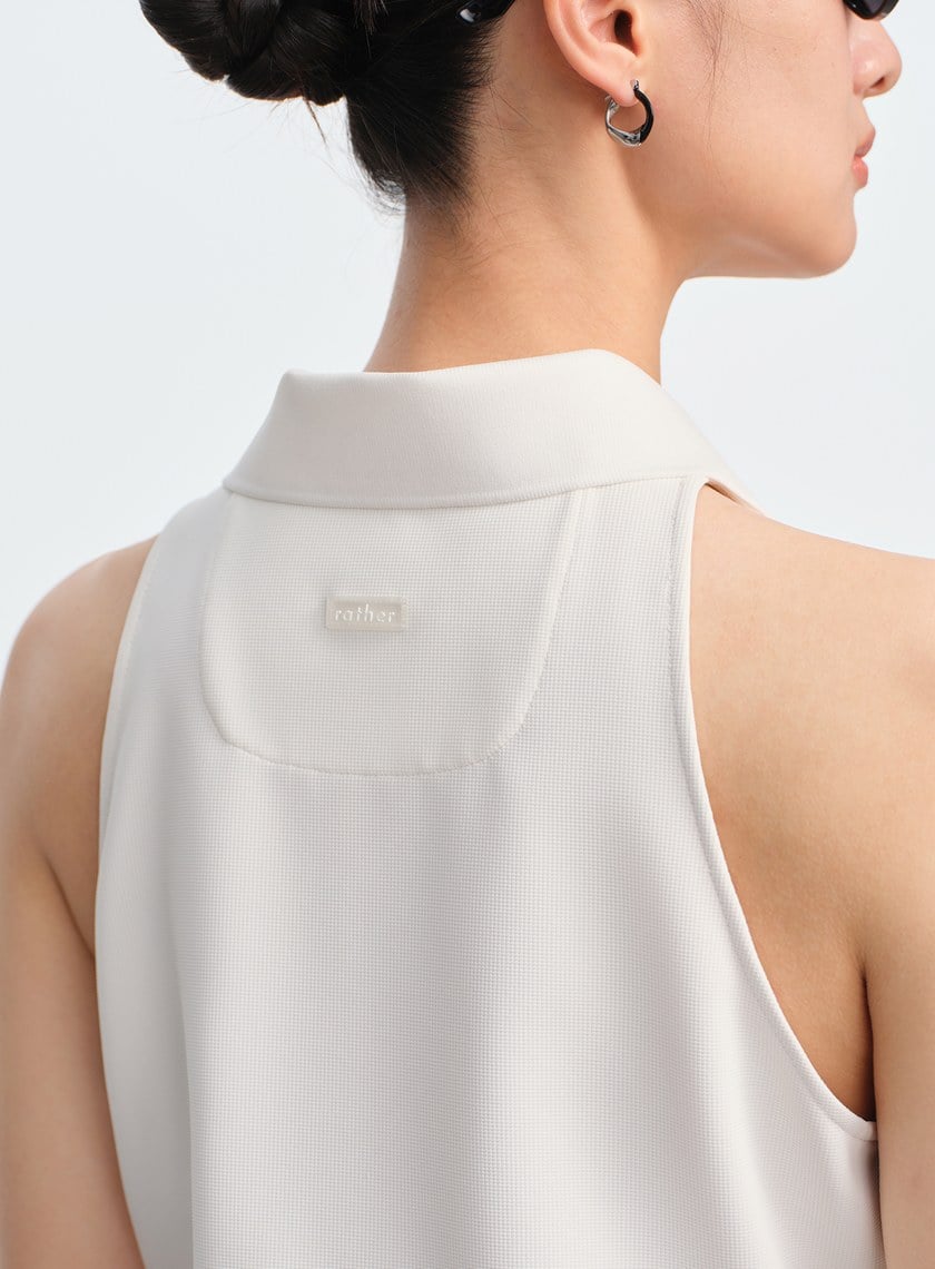 Polo領無袖bar上衣