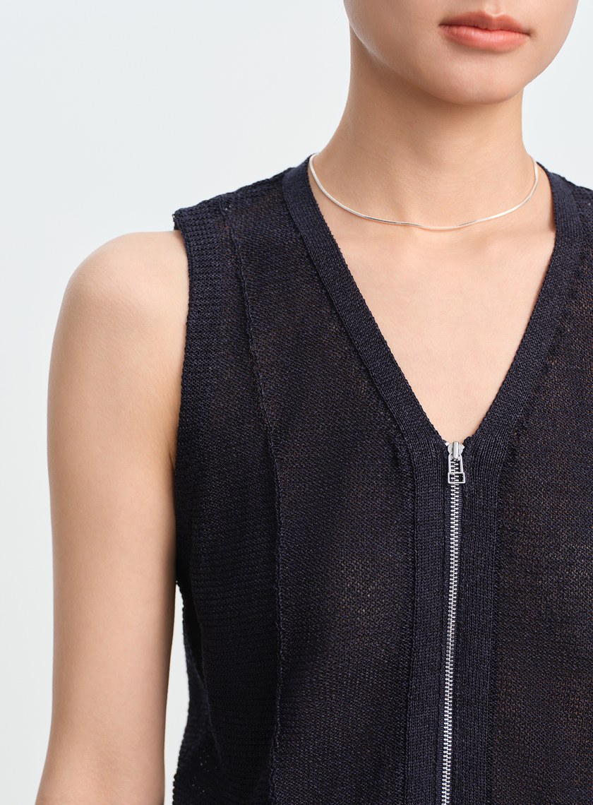 合紙紗線V領背心