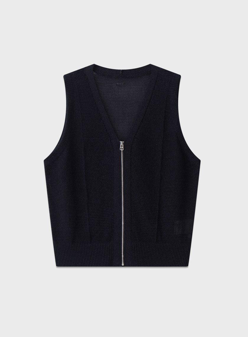 合紙紗線V領背心