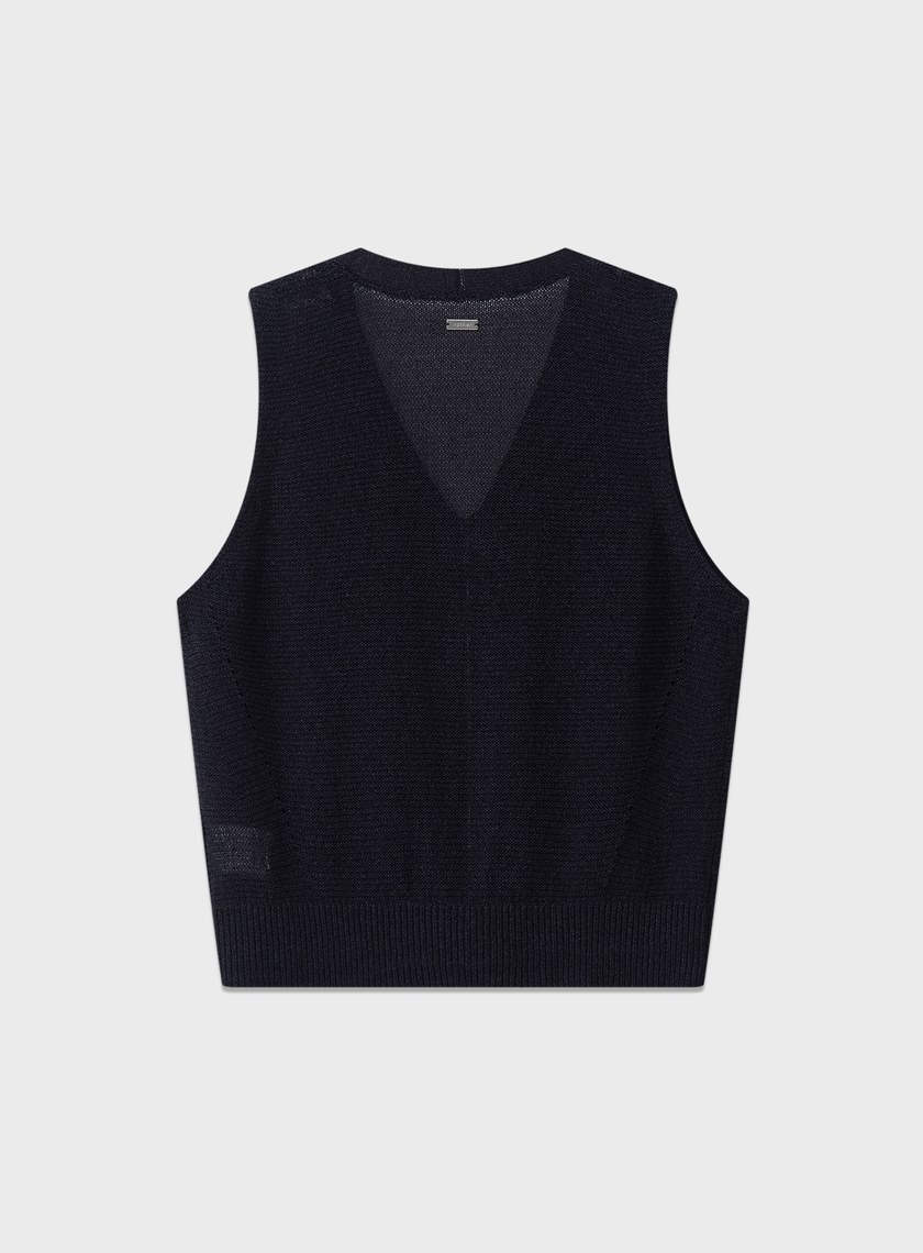 合紙紗線V領背心