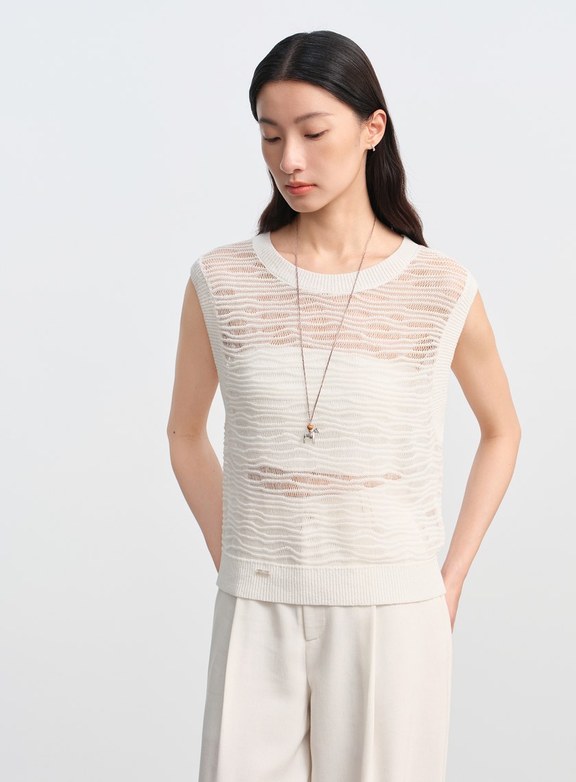 波紋鏤空肌理背心