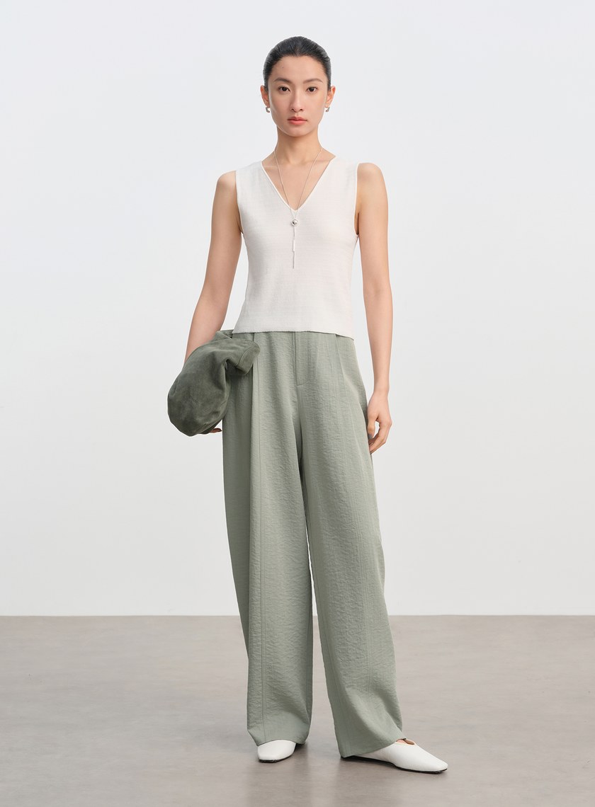 純棉立體緹花V領背心