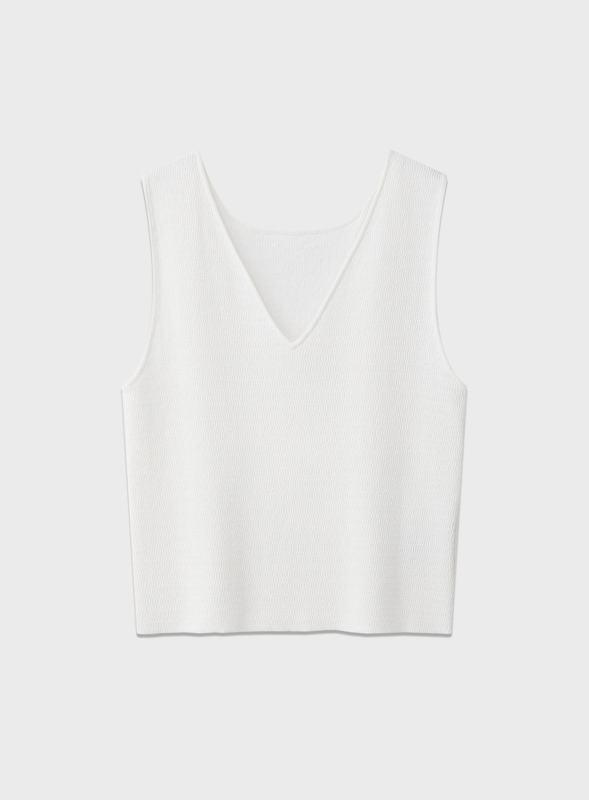 純棉立體緹花V領背心
