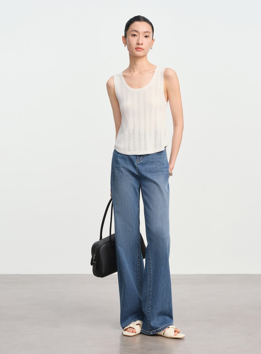 直紋簍空提花背心