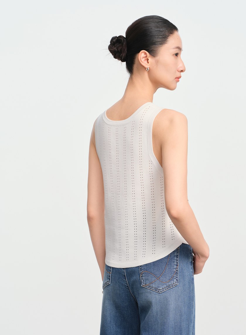 直紋簍空提花背心